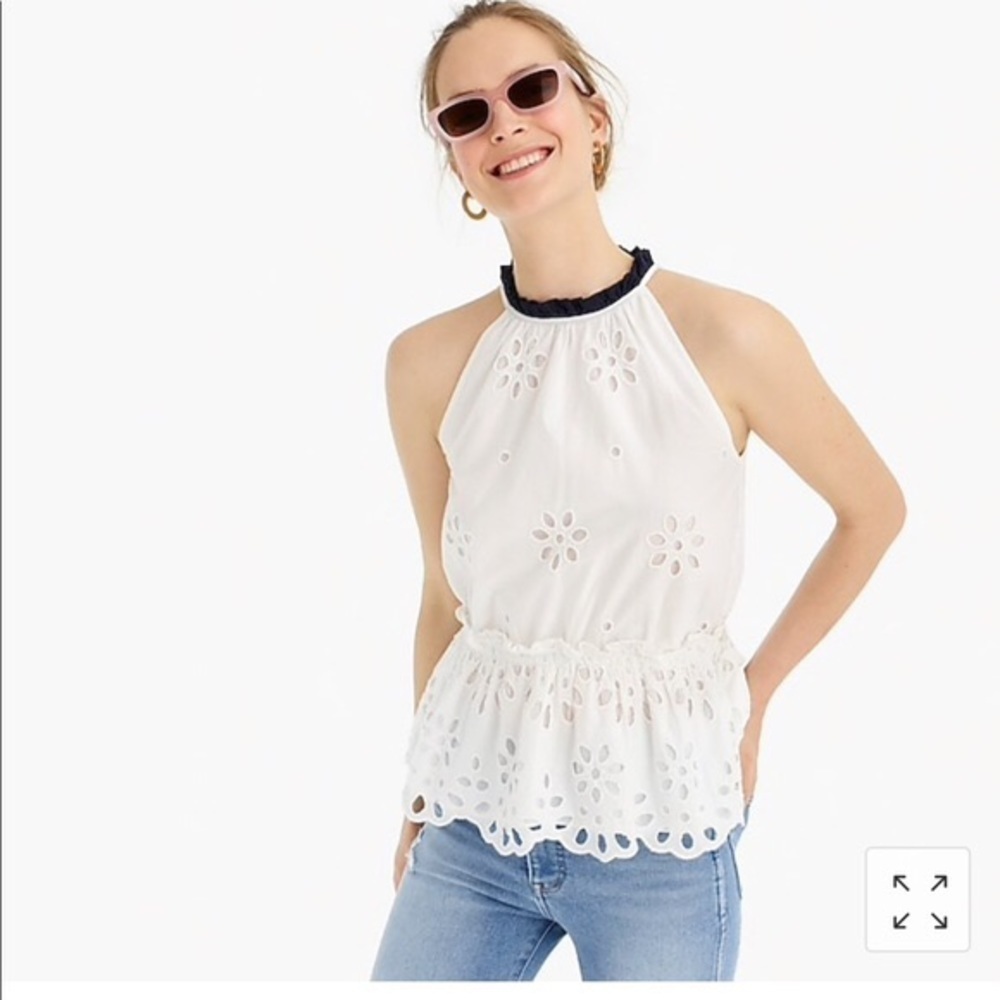 J.Crew white eyelet peplum top